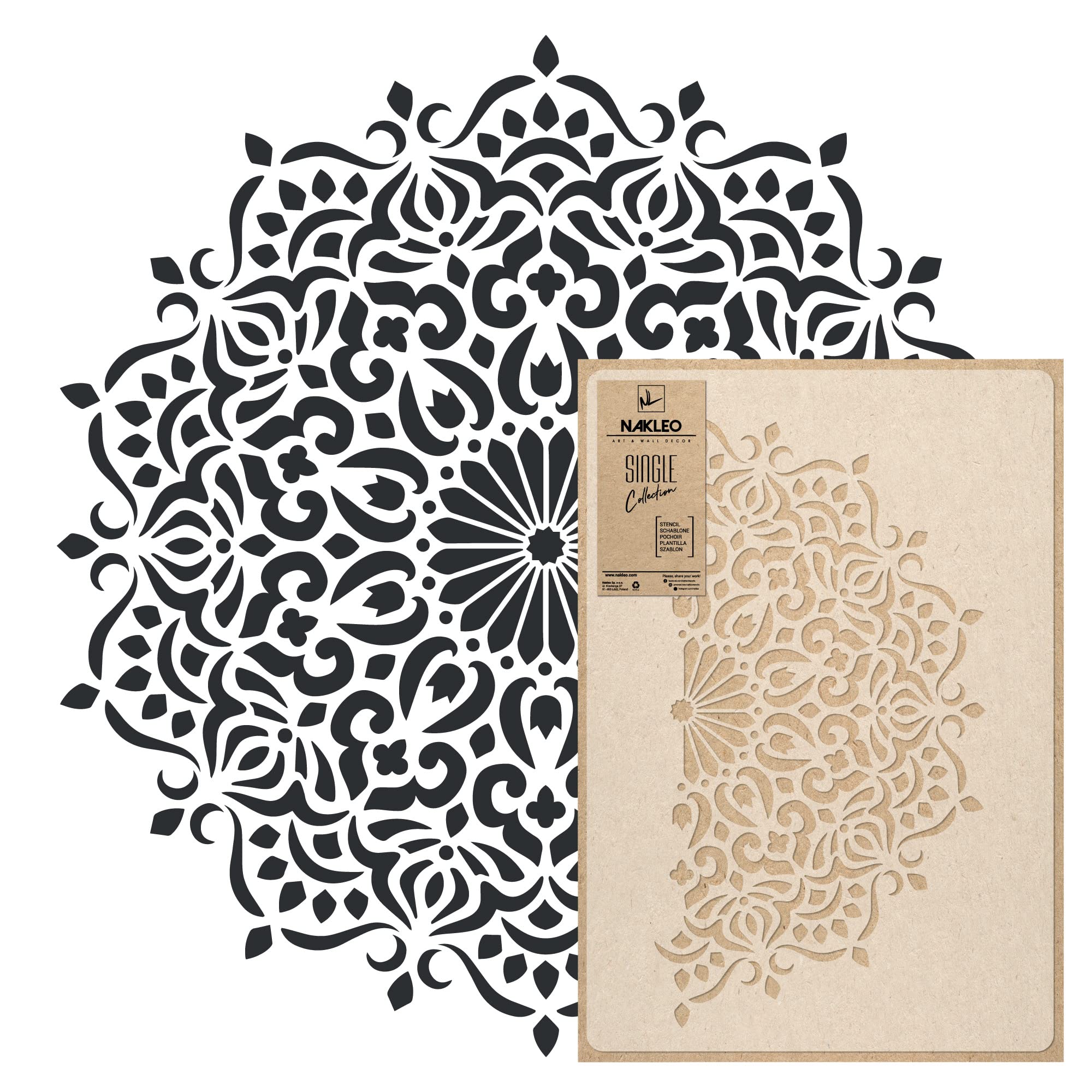 Photo 1 of NAKLEO Mandala Painting Large Stencil Diameter 23.2”, Oriental Circle Mandala Geometric Ornament, Reusable Plastic Template DIY Art and Craft, Wall Floor Wood Fabric Furniture