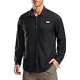 Pudolla Men's Sun Protection Fishing Shirt Lightweight Long Sleeve UPF 50+ Hiking Shirt for Men Outdoor Travel with Pockets