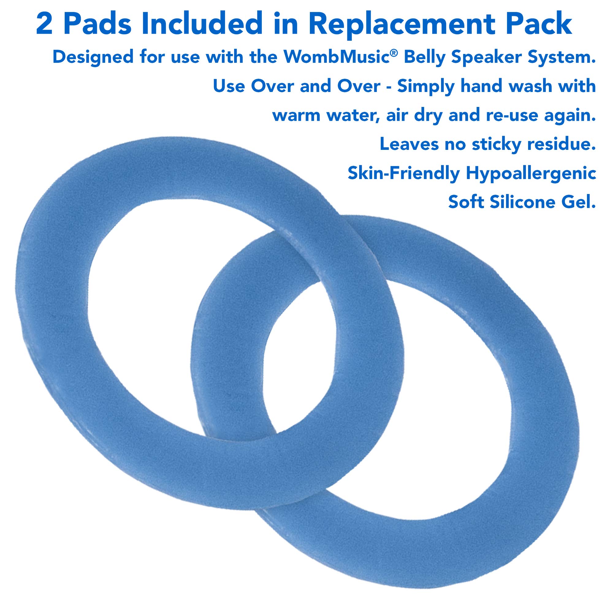 Womb Music Replacement Pads - [Pads Only] - 2 Pack Soft Silicone Gel Pad Set for The Wusic Pregnancy Belly Speaker - Washable, Reusable, Hypoallergenic, Securely Stays in Place