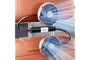 HIYJEN Dual Head Gooseneck Car Cooling Fan for Back Seat Kids, Usb Powered 3 Speeds Car Seat Headrest Fan for Baby Rear Facing, Summer Car Accessories Cooler That Blow Cold Air for Sedan Suv Rv Truck
