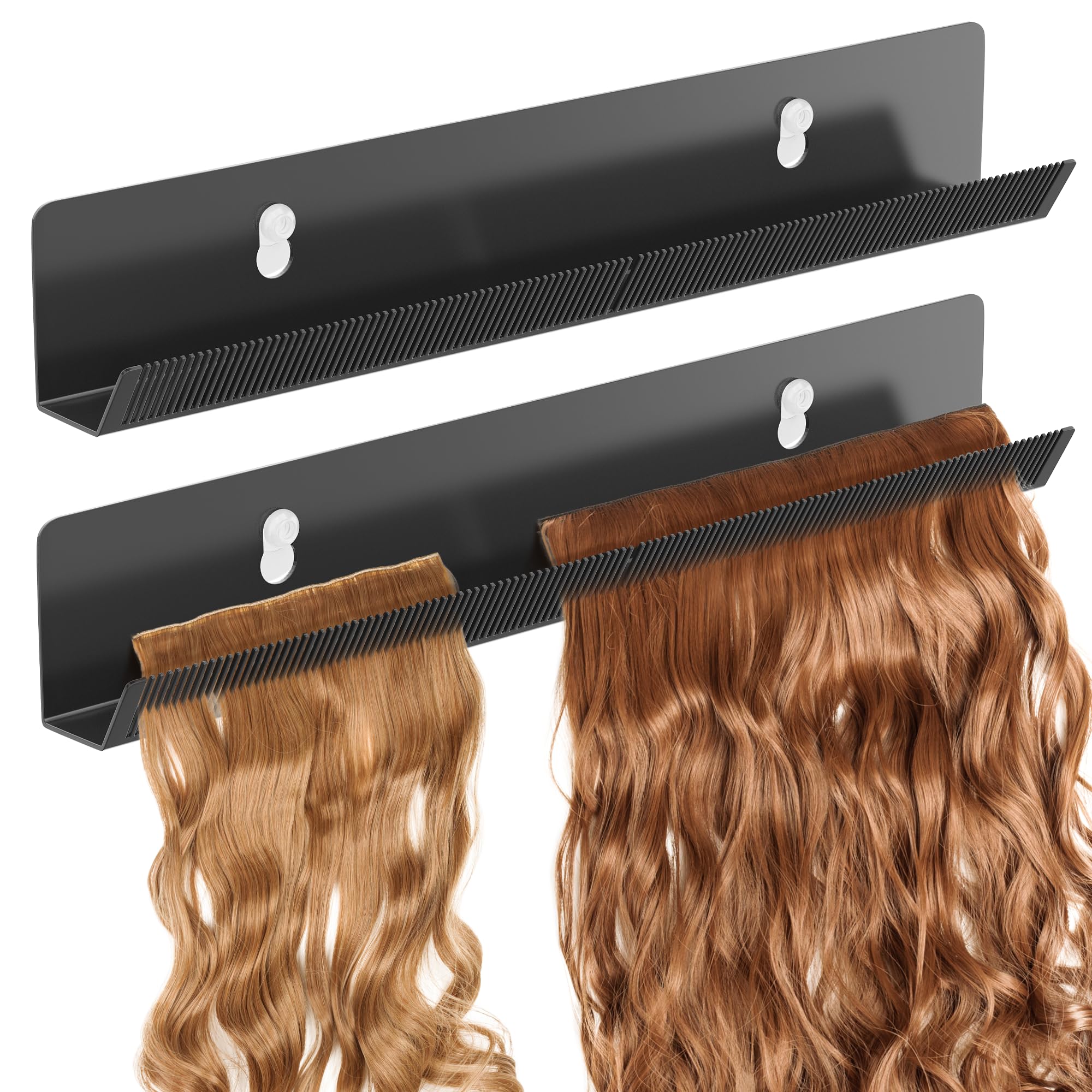 Photo 1 of 1 Pack Hair Extension Holder For Styling Suction Cups, Metal Hair Extension Display Hair Hanger Tool,Hair Rack Stands For Washing/Styling/Colouring/Drying/Braiding