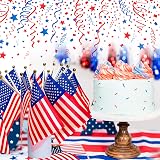 AhfuLife 15pcs American Flags on Sticks 30cm White Pole Hand Held Flags view 4