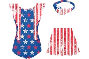 SUNFOCUS Girl Bathing Suit for 5-12 Years Kids UPF 50+ Quick Dry Ruffle Swimsuit with Skirt Hairband