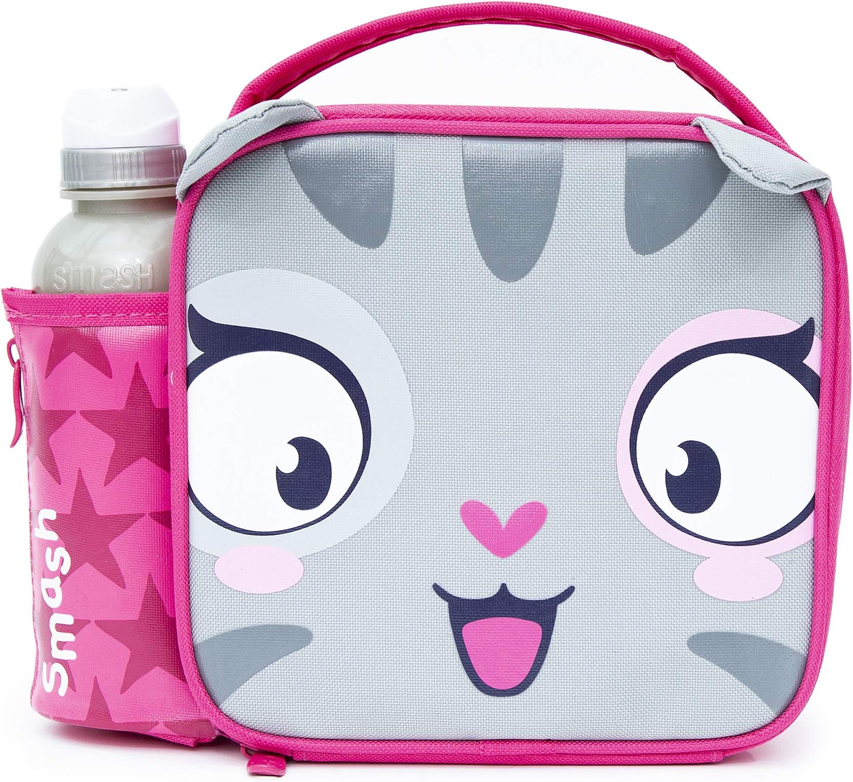 Smash Cat Junior Case and 350ml Bottle, Pink, 24cm x 9cm x 20cm