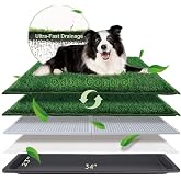 HQ4US Dog Grass Pad with Tray Odor Control Grass Pee Pad for Dog Litter Box | Large Dog Potty Tray with Grate, Artificial Grass Fast Drainage, Hemmed Edge, Realistic, Fake Grass for Indoor Balcony