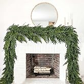 Fomlily Pine Christmas Garland, 6ft Christmas Greenery Garland Realistic Cypress Branches for Holiday Mantel Fireplace Table Centerpiece Home Decoration