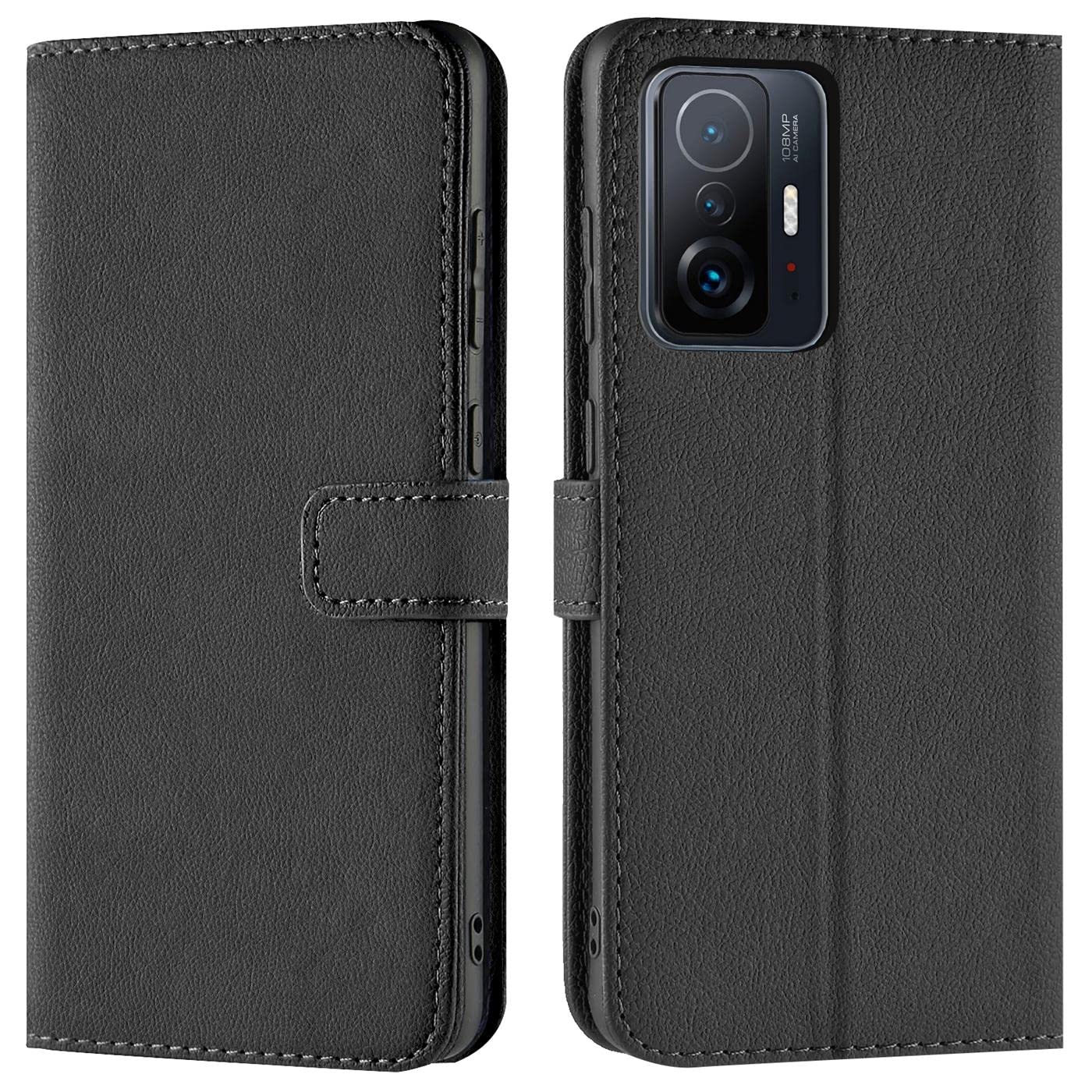 Verco Wallet Case for Xiaomi Mi 11T Book Cover for Xiaomi 11T Pro with Magnetic Closure compatible with Xiaomi Mi 11T / 11T Pro Flip Case with Card Slots Faux Leather - Black