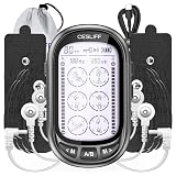 Dual Channel TENS EMS Unit 24 Modes 36 Levels, Upgraded Large Screen Intensity Muscle Stimulator for Back Neck Shoulder Pain Relief, Rechargeable Electric Pulse Massager TENS Machine with 10 Pads