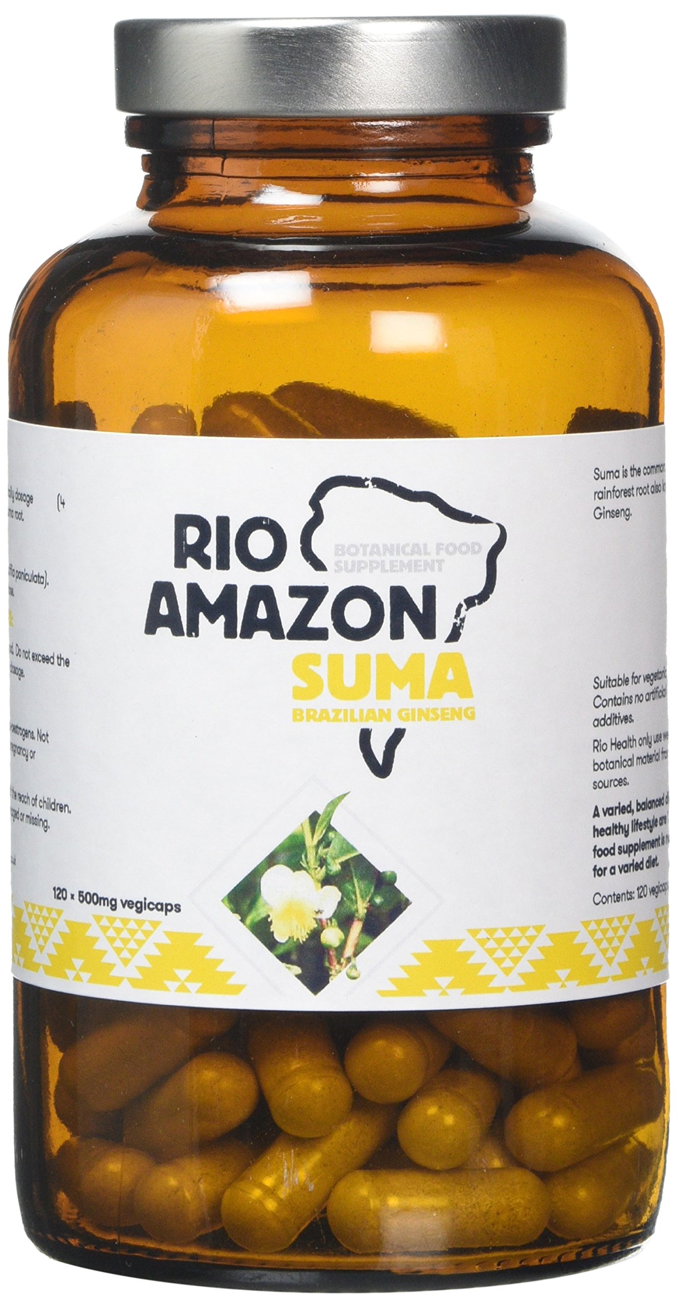 Rio Amazon 500 mg Suma Brazilian Ginseng 120 Vegetarian Capsules, 120 g