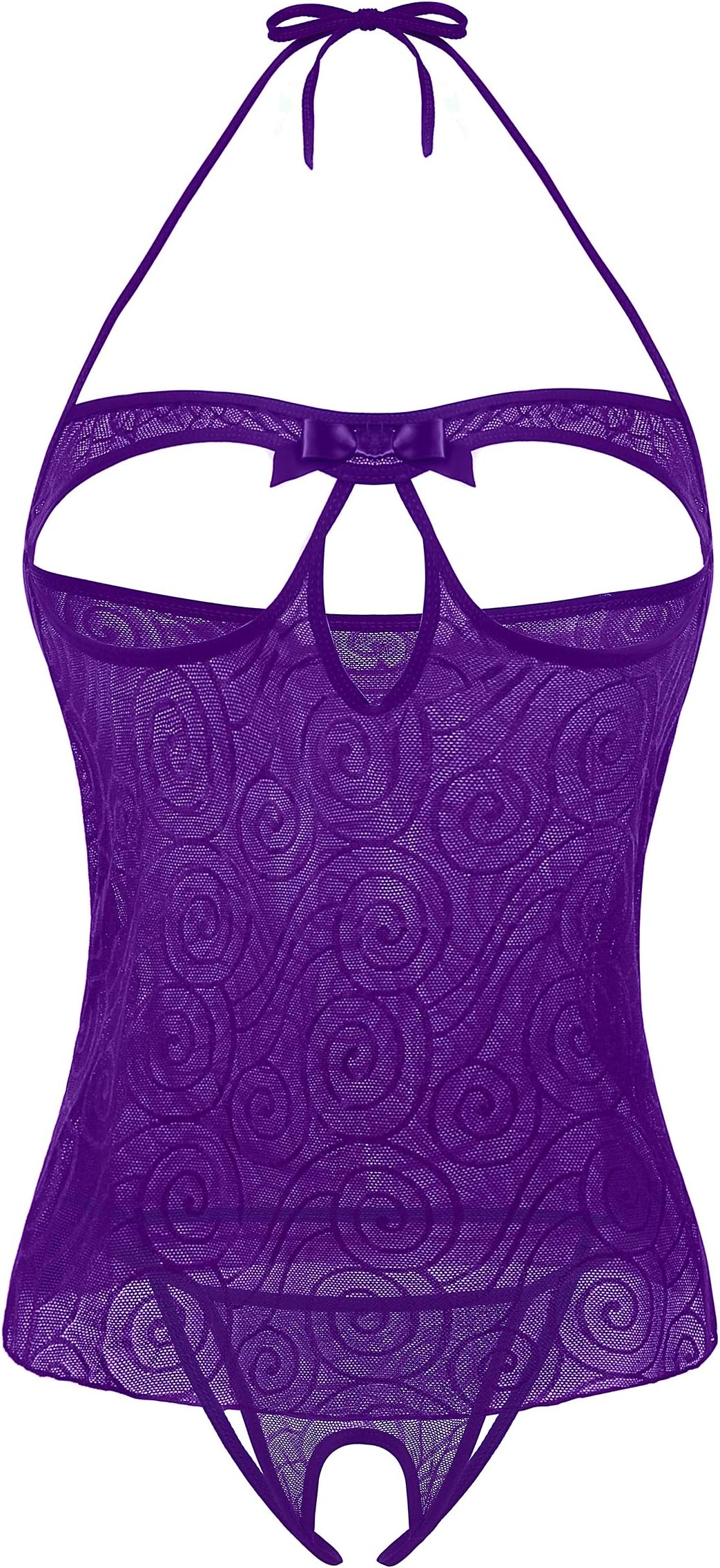 Sexy Cupless Peephole Bra Babydoll Lingerie Women's Erotic Crotchless Underwear Nightwear Sleepwear