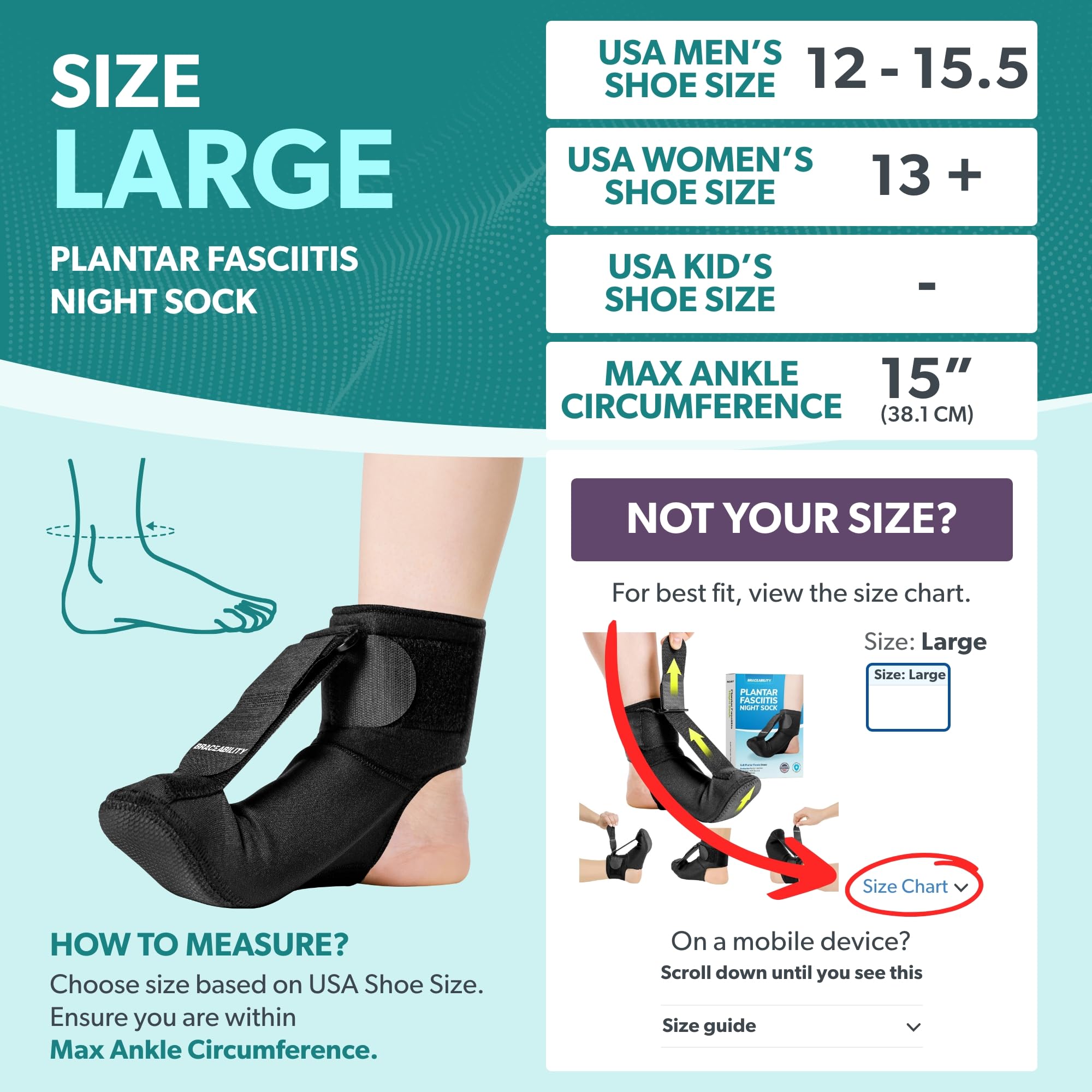 Mua BraceAbility Plantar Fasciitis Night Splint Sock - Soft Plantar ...