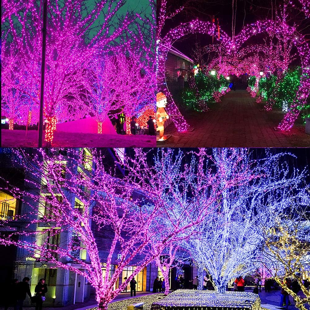 WATERGLIDE 300 LED Purple Halloween String Lights, 98.5FT 8 Lighting Modes Light, Plug in String Waterproof Mini Fairy Lights for Outdoor Holiday Christmas Wedding Party Bedroom Decorations: Home Improvement