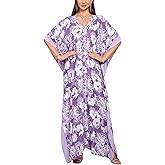Kaftan Dresses for Women V-Neck Print Swimsuit Cover Up Plus Size Beach Caftan Lounge Dress
