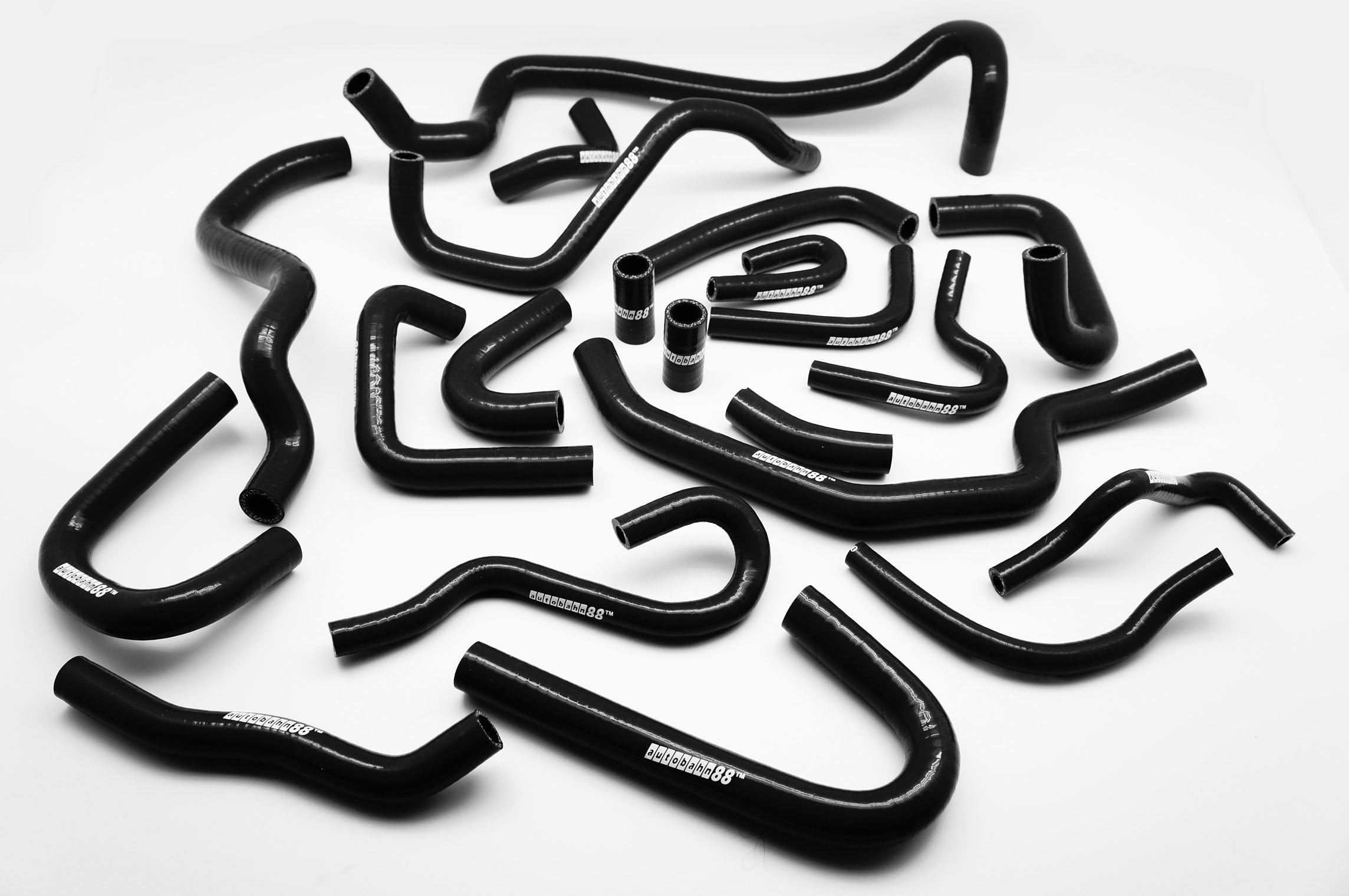 Autobahn88 Heater Silicone Hose Kit fits for 1989-1999 Nissan Silvia S13 180SX CA18DET (Black -with Clamp Set)