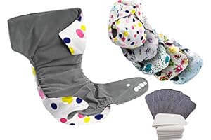 Babybamboo 5 Eco-Friendly Printed Cloth Diapers + 5 Four-Layer Microfiber Inserts, Bamboo Fiber Inner Adjustable Washable Reusable, Nappies for Baby - 5 Bamboo Fiber Inner Cloth Diaper for Girl