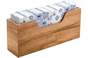 CHICVILLA Acacia Wood Guest Towel Holder - Waterproof Vertical Napkin Holder for Bathroom & Kitchen, Disposable Hand Towel Holder, Modern Dining Table Tray for Home, Hotel, Office