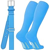 JASGOOD Baseball Socks and Belt Combo Set Softball Socks Baseball Elastic Belt for Youth Boys Girls Adult