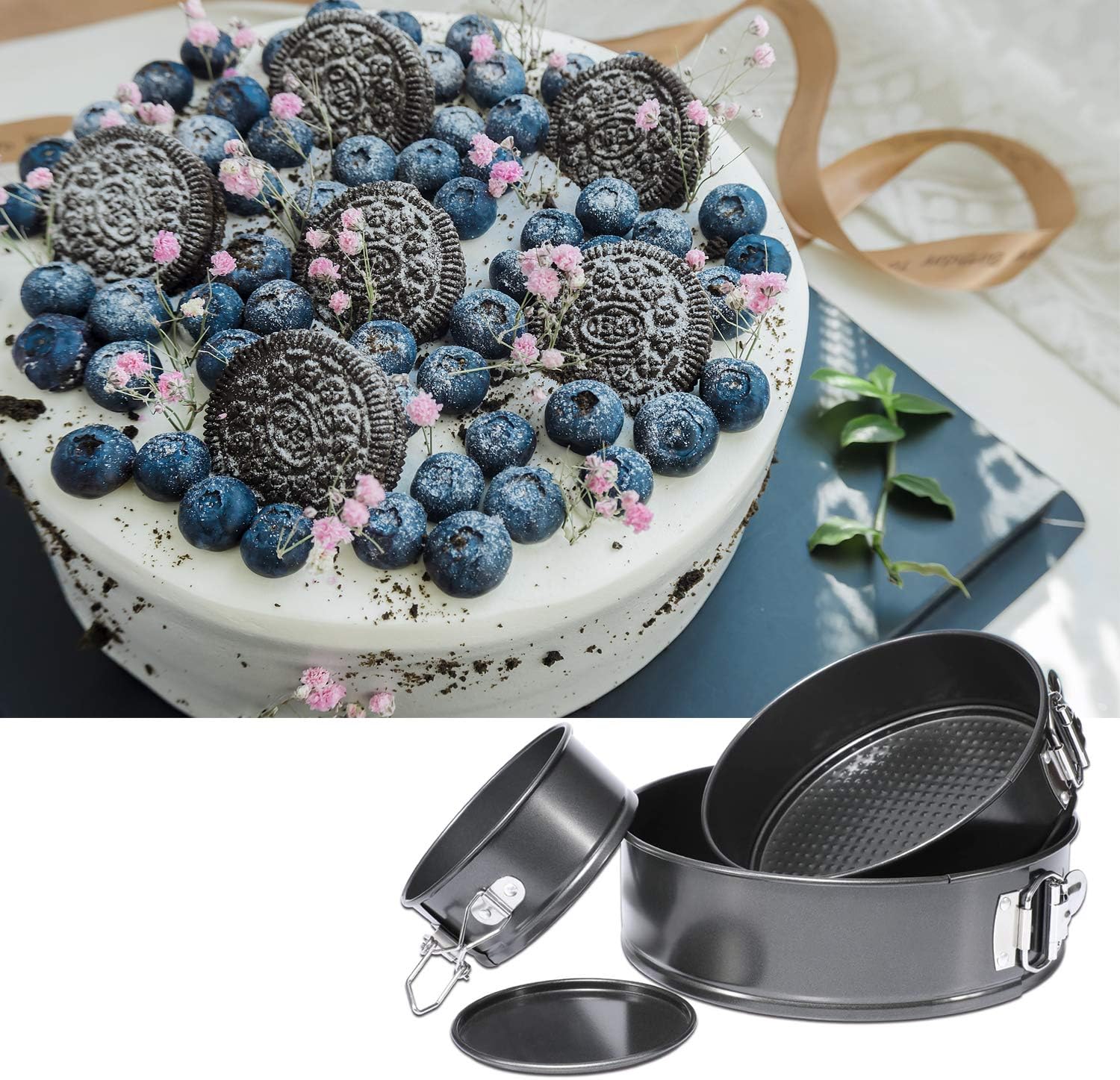 Springform Pan (4"/7"/9") Set, Non-stick Leakproof Round Cake Pan Bakeware Baking Pans Cheesecake Pan 3 Pack: Kitchen & Dining