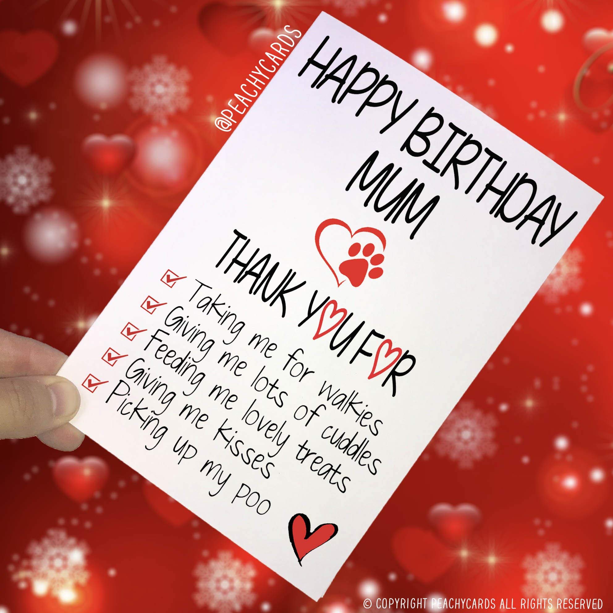 Birthday Cards from The Dog, Funny Cards from The Dog, Dog Cards, Mum Birthday Card, Thanks Mum, Novelty Cards, Family Pet Cards Fun PC271