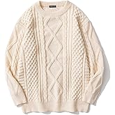 Vamtac Cable Knit Sweater Women Solid Oversized Pullover Sweaters Casual Vintage Crewneck Woven Tops