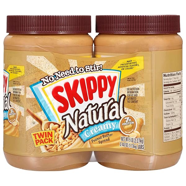 SKIPPY NATURAL CREAMY PEANUT BUTTER, 40 OUNCE (PACK OF 2)