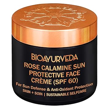 BIOAYURVEDA Rose Calamine Sun Protective Face Cream with Spf 60, Broad Spectrum, UVA UVB Protection All Type Skin Care 120gm