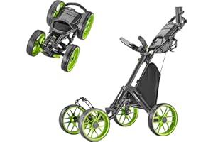 CaddyTek 4 Wheel Golf Push Cart - Caddycruiser One Version 8 1-Click Folding Trolley - Lightweight, Compact Pull Caddy Cart, Easy to Open