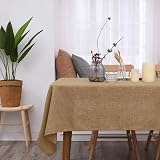 Deconovo Faux Linen Square Water Resistant Table Cloth 59x59in Golden Brown view 2
