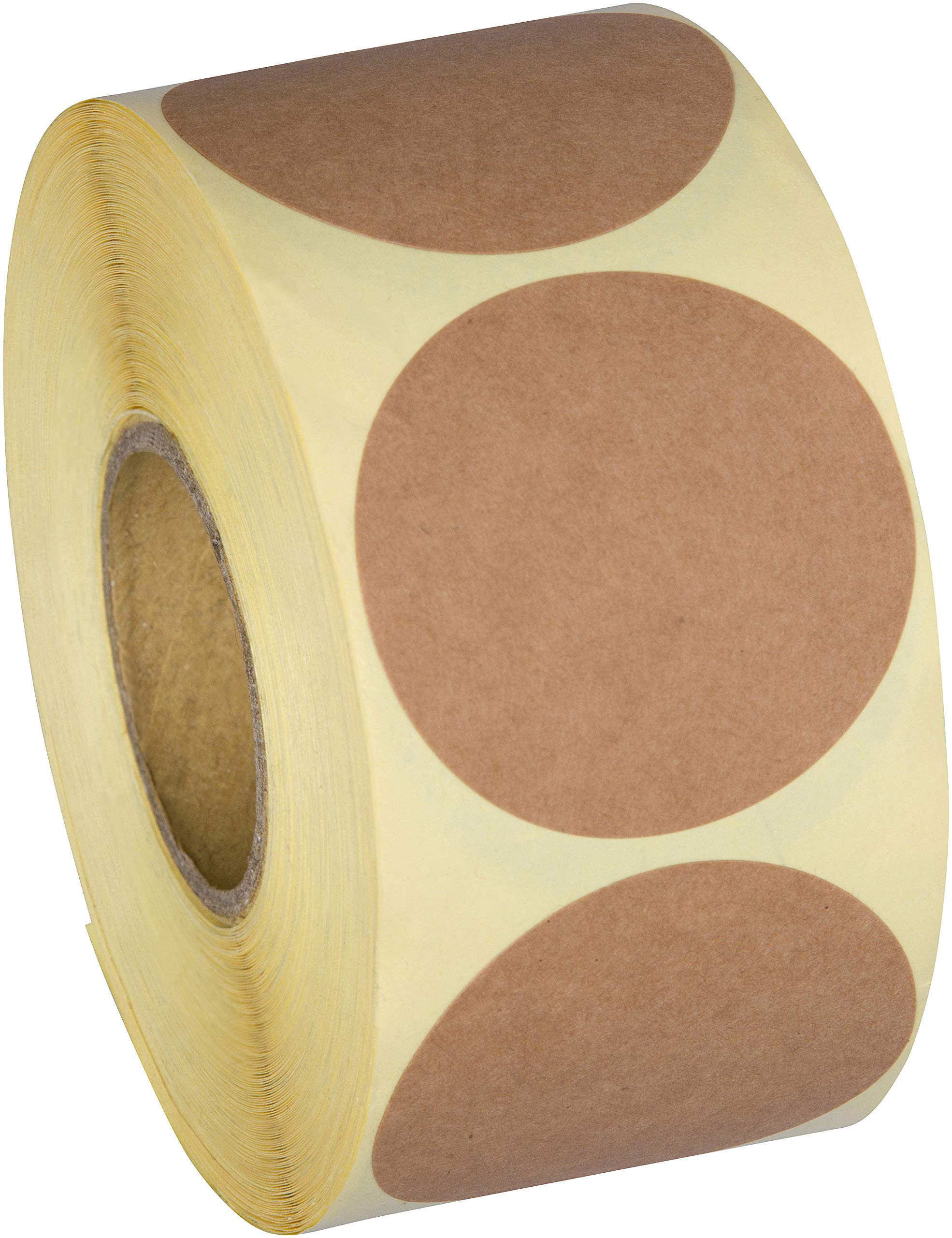 Camp Galaxy 2 Inch Natural Brown Kraft Stickers (600 Per Roll) - Round Blank Stickers For Store Owners, Crafts, Organizing, Jar and Canning Labels, Price Tags