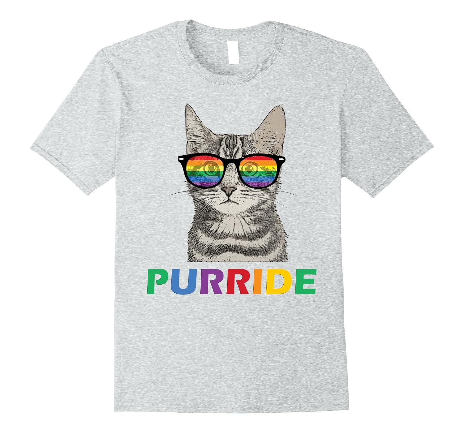 Purride Gay Pride Cat Kitten Rainbow LGBT Sunglasses T-Shirt-PL – Polozatee