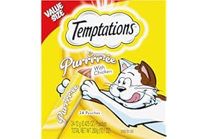 Temptations Creamy Puree with Chicken, Lickable Cat Treats, 0.42 oz Pouches, 24 Count