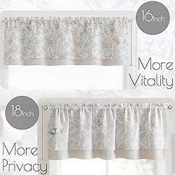 jinchan Linen Valance Curtain Farmhouse Grey Floral
