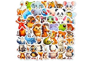 50 PCS Cute Animal Stickers- Zoo Party, Animal Water Bottle Stickers, for Water Bottle, Laptop, Skateboard, Water Bottle, Not