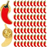 Hoteam 24/48/72 Pcs Halloween Chili Pepper Costume Red Pins | Chili Cook off Prizes, Bulk Pepper Enamel Pin Brooches, Vegetable Food Charm, Chili Pepper Party Favors Hot Peppers Accessory