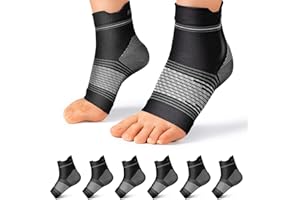 Plantar Fasciitis Sock (6 Pairs) for Men and Women, Compression Foot Sleeves with Arch and Ankle Support (Black, Large)