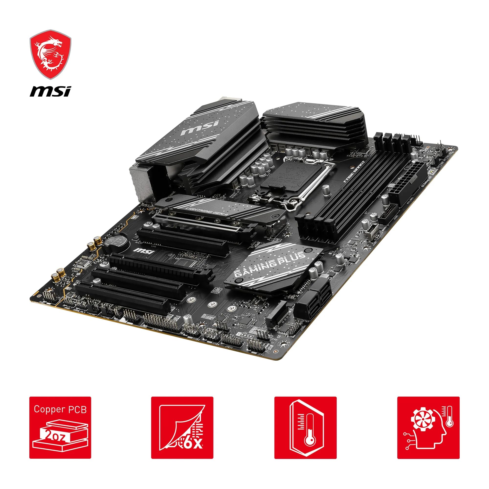 msi B760 Gaming Plus WiFi V1 Motherboard, ATX - Supports Intel 14th, 13th & 12th Gen Core Processors, LGA 1700 - DDR5 Memory Boost 6800+MHz/OC, 2 x PCIe 4.0 x16, 2 x M.2 Gen4, 2.5G LAN, Wi-Fi 6E