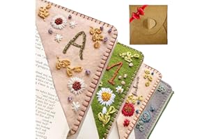 OTRANTO 26 Letters Bookmark All Season Bookmarks for Women Men Reading Book Lovers Gifts Spring Summer Fall Winter Book Mark Corner Personalized Hand Embroidered (L, Spring)
