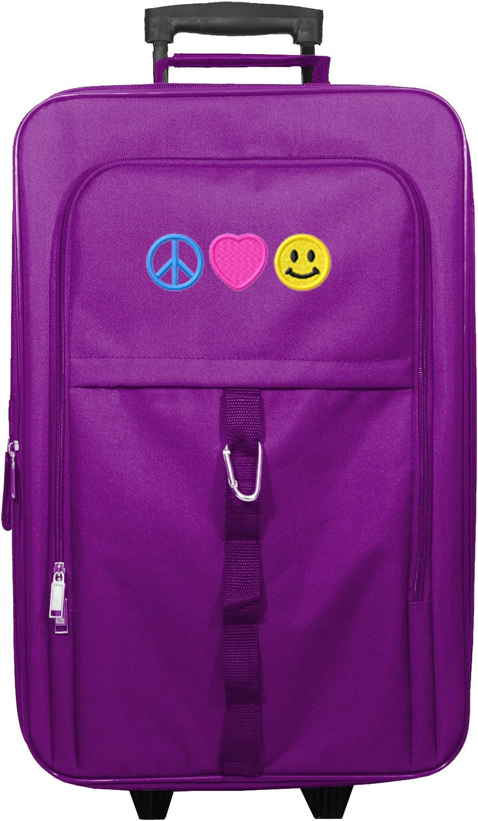Kids Travel Zone Big Girls' 4 Wheel Spinner With Peace Love Happiness Image In Purple