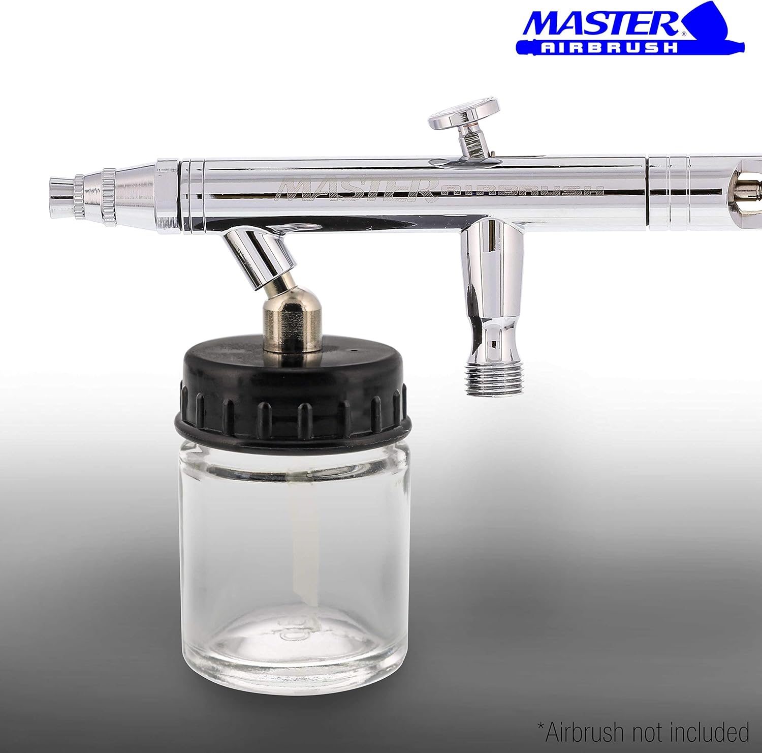Master Airbrush (Pack of 10) TB-002 Empty 3/4 Ounce (22cc) Glass Jar Bottles with 30° Down Angle Adaptor Lid Assembly - Fits Dual-Action Siphon Feed Airbrushes, Use with Master, Badger, Paasche, Iwata: Arts, Crafts & Sewing