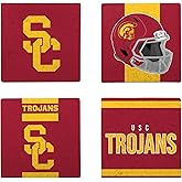 FOCO NCAA Official 4-Pack Beverage Drink Stone Coaster Set (USC Trojans)
