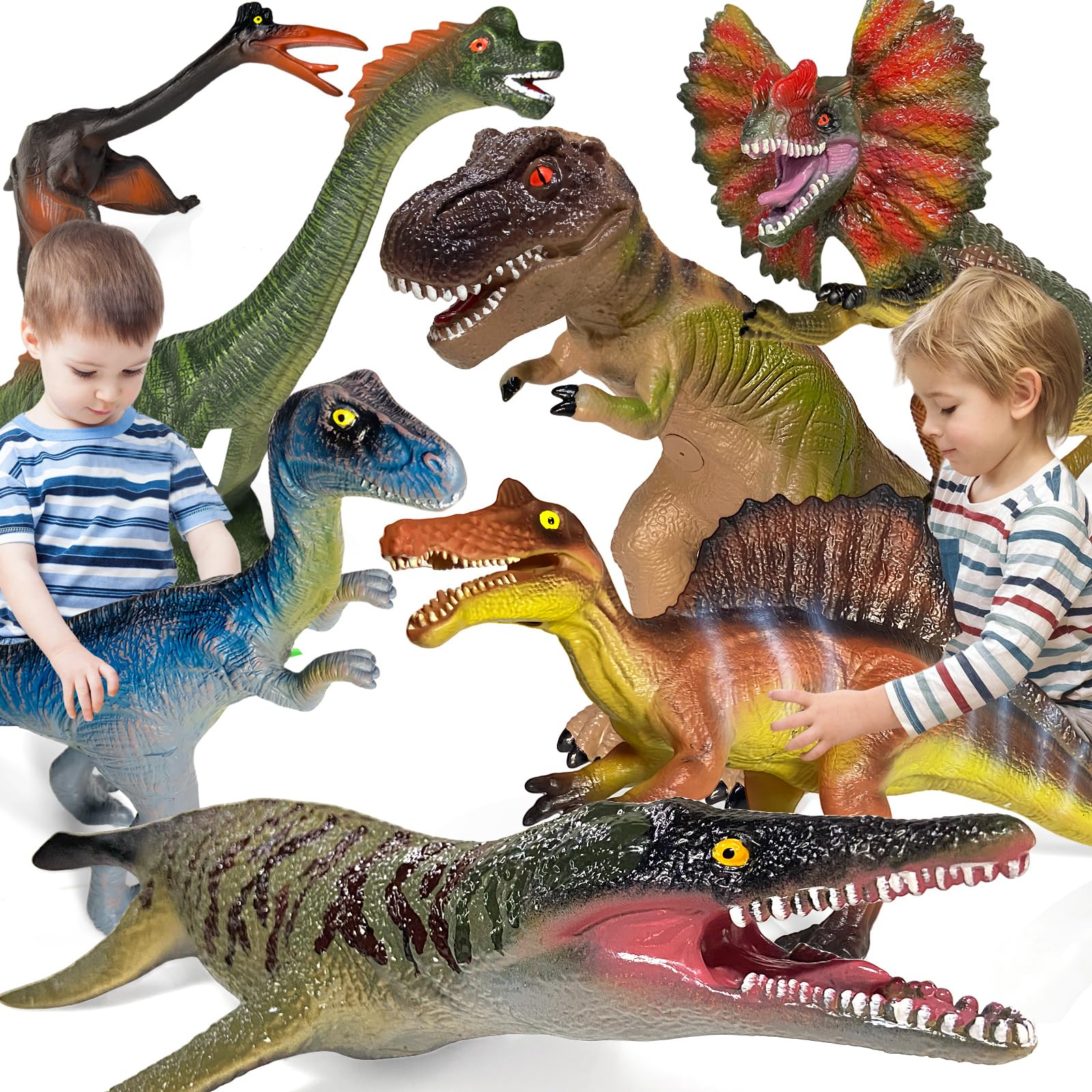 Gzsbaby Dinosaur Toys for Kids 3-5 – 7 PCS Realistic Large Dinosaur Figures Soft Jumbo Dino Toy for Boys & Girls 5-7 Years Old – Toddler Boy, Animal Dino Toys