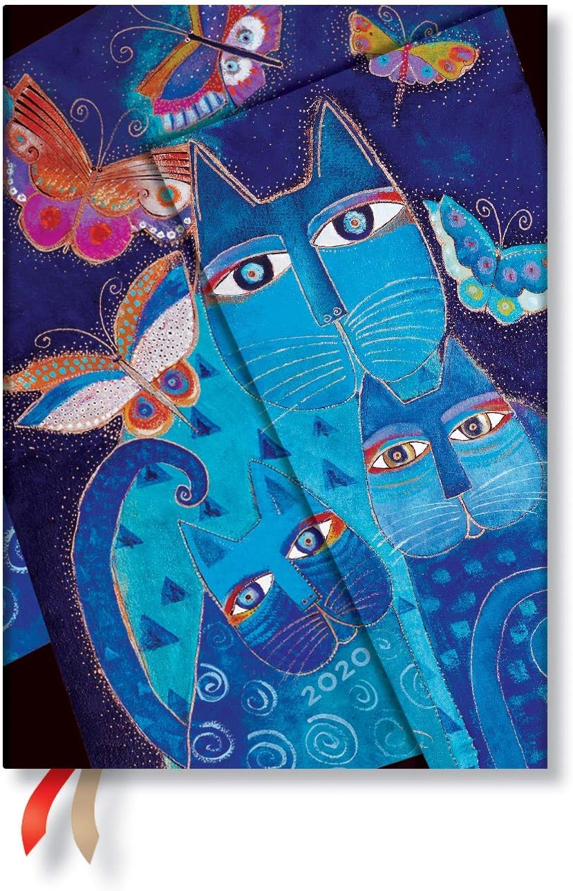 Paperblanks 2020 Diary Blue Cats & Butterflies Midi Week-to-View 12 Month Planner