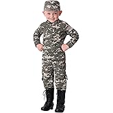 Toddler's Modern Combat Uniform Costume - Digital Camouflage Jumpsuit with Hat