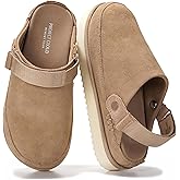 Project Cloud 100% Genuine Leather Clogs for Women - Memory Foam Womens Clogs & Mules with Adjustable Straps - Lightweight Platform Shoes Non-Slip Slides (Goldstar)