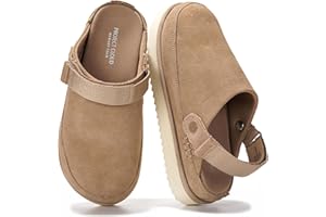 Project Cloud 100% Genuine Leather Clogs for Women - Memory Foam Womens Clogs & Mules with Adjustable Straps - Lightweight Platform Shoes Non-Slip Slides (Goldstar)