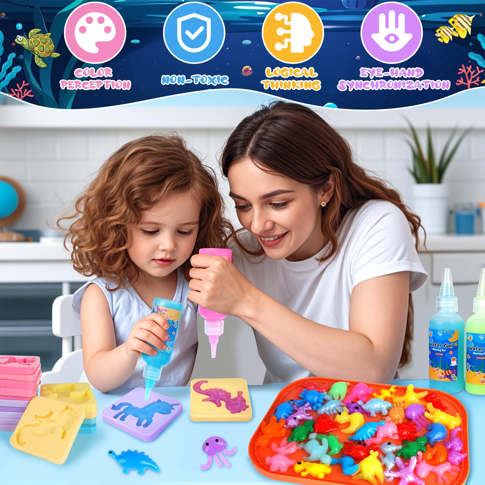 Dreamon Magic Water Gel Toy Kit, DIY 3D Magisches Wassergel-Spielzeug, Aqua Gelz Set mit 22 Farben & 16 Formen, Kreatives Spielzeug Geschenk für Kinder ab 3+, Jungen und Mädchen 3