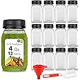Stock Your Home 4 Ounce Mini Bottles for Mini Fridge, Reusable Juice Containers with Black Caps, Small Bottle for Liquids in Lunch Box, Clear Empty Plastic Container with Lids for Juicing (12 Pack)