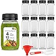 4 Ounce Mini Bottles for Mini Fridge, Reusable Juice Containers with Black Caps for Liquids in Kids Lunch Box, Clear Plastic 