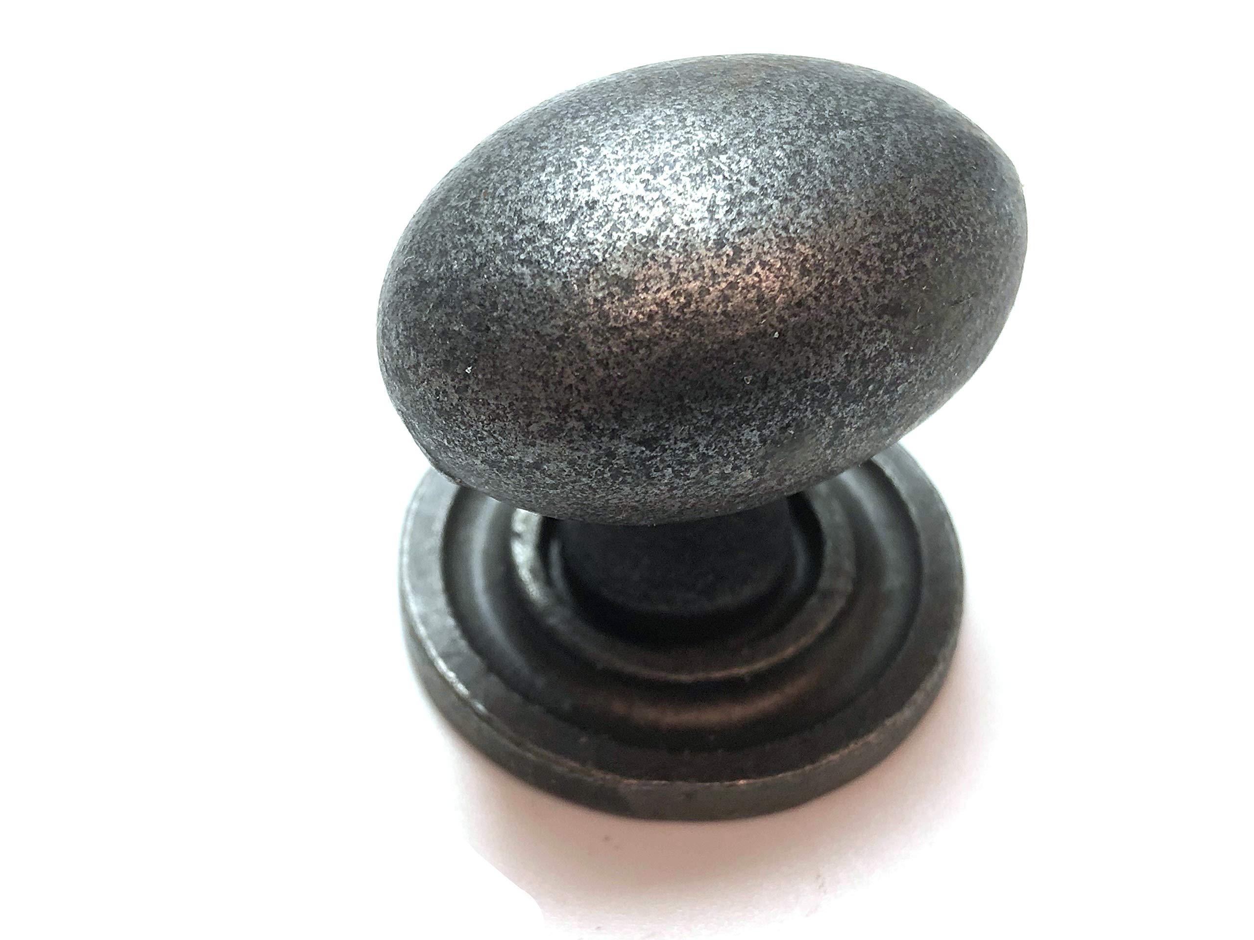 Cast Iron Oval Knob with Back Plate 36mm - Pack of 6
