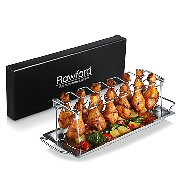 Rawford Hähnchenschenkel Halter mit Platz für 12 Keulen - Hähnchenkeulen Halter für perfekt gegrillte Chicken Wings - Zusamme
